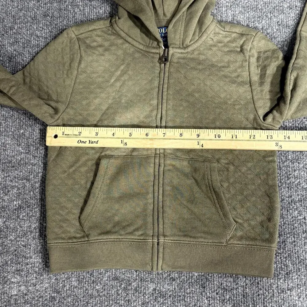 Polo Ralph Lauren Hoodie Girls 6X Green Quilted Full Zip Hooded Knit Sweatshirt